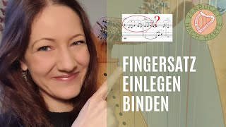 Fingersatz, Einlegen, Binden auf der Harfe