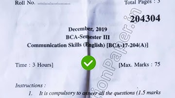 YMCA BCA 3rd Sem Communication Skill English Question Paper