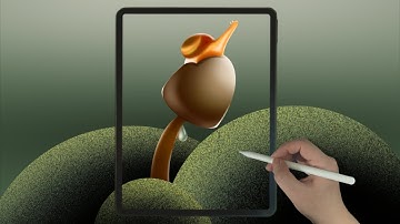 Snail Getting Sunbath on Mushroom iPad Procreate Drawing - Digital Illustration