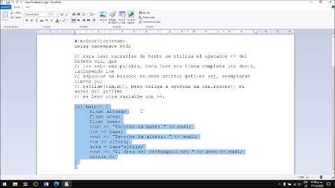 Programa en C++ para calcular el área de un rectángulo