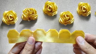 Whole Ribbon Rose  Ribbon Flowers  How to make an easy ribbon rose