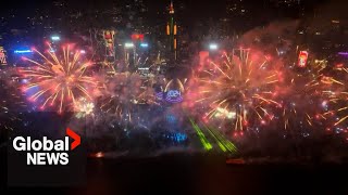 Thumbnail for New Year's 2024: Hong Kong shows off biggest fireworks display to date