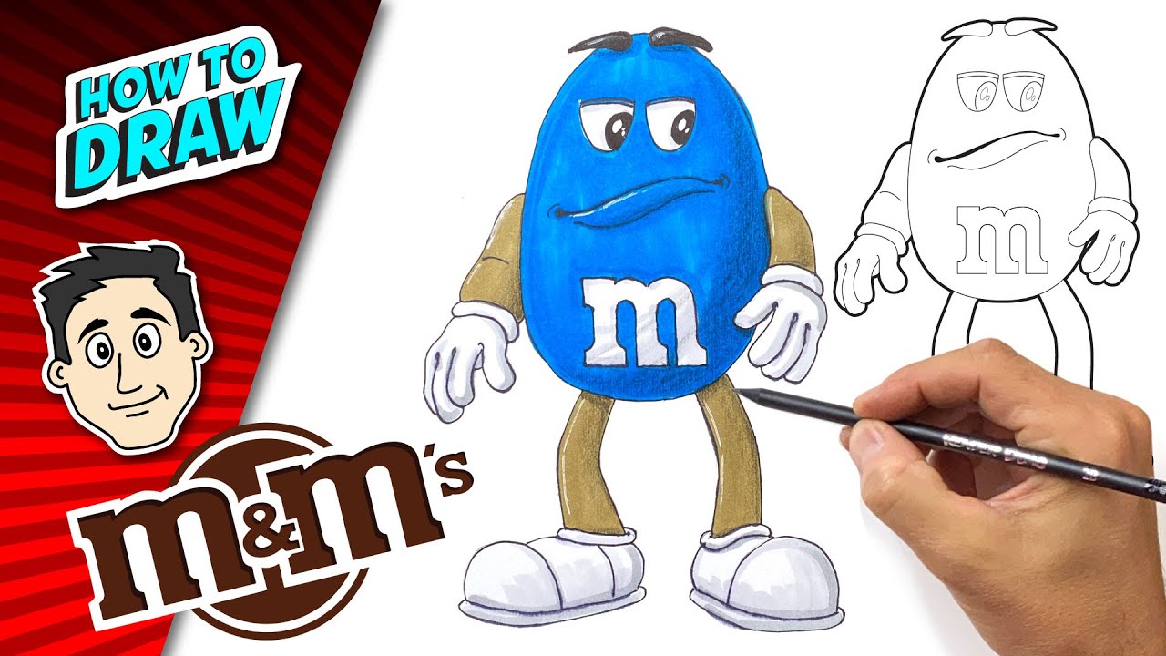 How to Draw M&M (Blue) Fun Simple Cute Easy step by step 