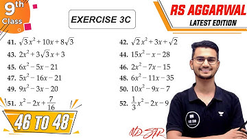 Rs Aggarwal Class 9 | Exercise 3C Q. 46-48 | Chapter 3 Factorisation of Polynomials | Md Sir Class 9