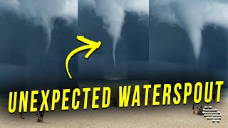 Unexpected Waterspout Seen at the Beach and Filmed