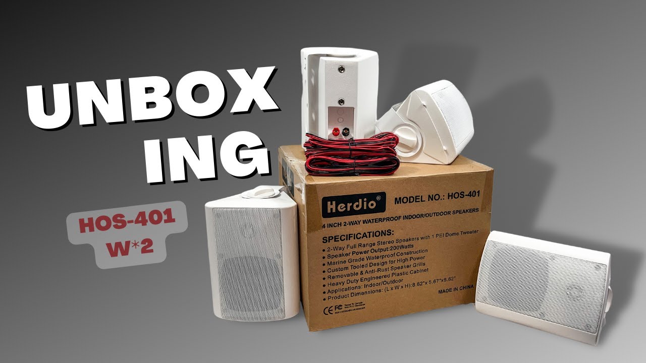 Herdio Passive Outdoor Speakers Wired Waterproof, 4 Inches 2Way 400W