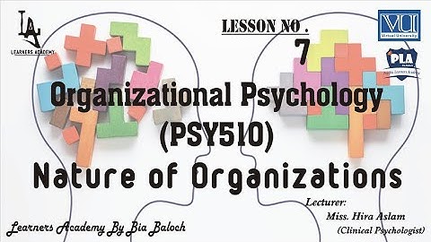 Organizational Psychology (PSY510) VU Urdu/Hindi | Lecture No.07 | PLA By Bia Baloch