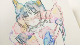 専用　手描きイラスト+ポスカ　ドローイング　水彩画 専用 手描きイラスト 絵画 原画 肉筆 オリジナル 水彩画