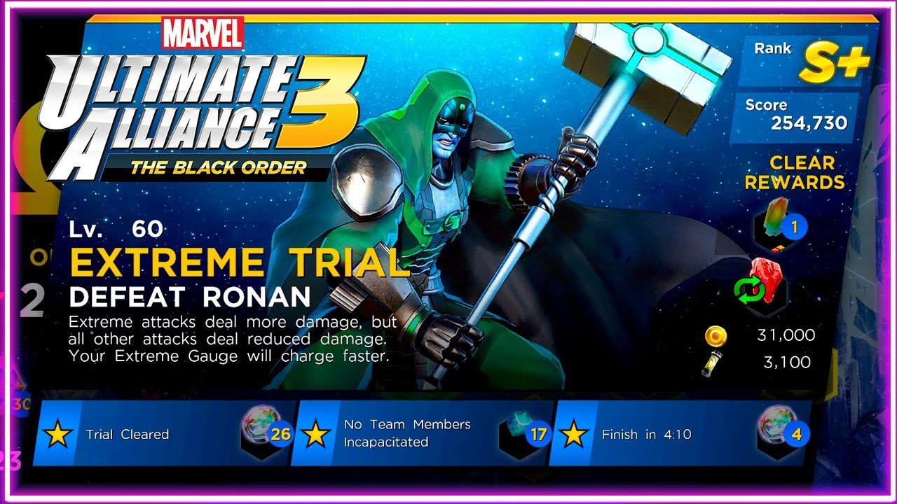 Extreme Trial Defeat Ronan Omega Infinity Trial 3 Stars Marvel Ultimate Alliance 3