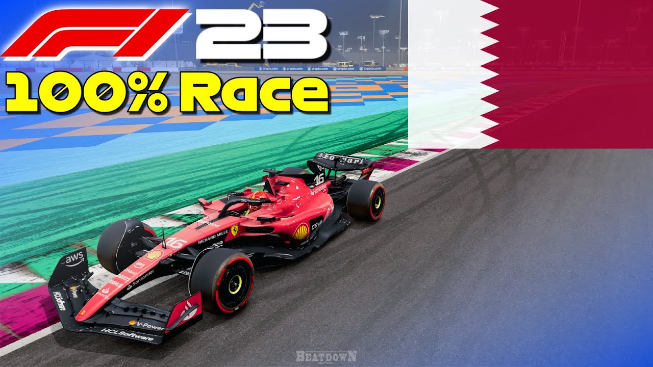 F1 23 - Qatar 100% Race in Leclerc's Ferrari (w/ Red Flags) - YouTube