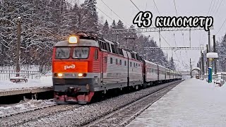 Оживлённое движение поездов на платформе 43 километр Ярославского направления МЖД