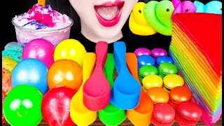 Asmr Rainbow Dessert, Edible Spoon, Macaron, Parfait 파르페, 먹는 숟가락, 마카롱 디저트 먹방 Mukbang, Eating