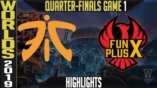 FNC vs FPX Highlights Game 1 | S9 LoL Worlds 2019 Quarter-finals | Fnatic vs FunPlus Phoenix G1