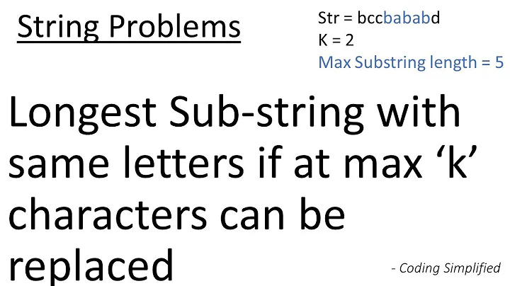 String - 15: Max sub-string length with same letters if max 'K' characters can be replaced