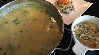 Cooking wild rice & smoked turkey soup ...