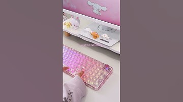 pink clear keyboard! #keyboard #pink #pinksetup #pinkkeyboard #tech