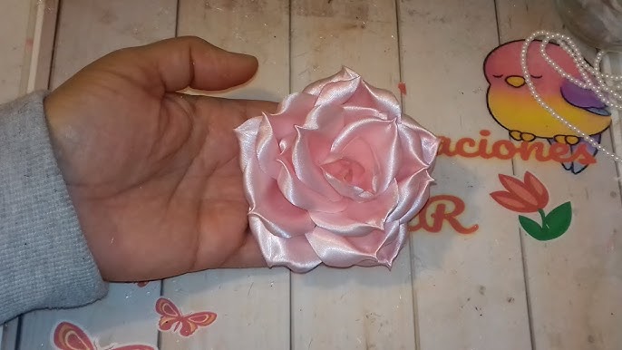 DIY- Como Hacer una Rosa Flor Liston Satin/ How to Make Rose  RibbonРоза//クリップ簪/Fita Cetin 