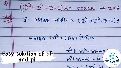 Solve the differential equation:- (D^3 + D^2 -D-1 )y = cos2x |