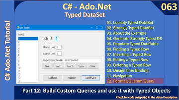 Typed Data Objects | Part 12 - Build Custom Queries | Ado Net Tutorial #063