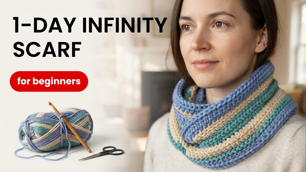 Easy Crochet Infinity Scarf – Quick & Beginner-Friendly Tutorial - YouTube