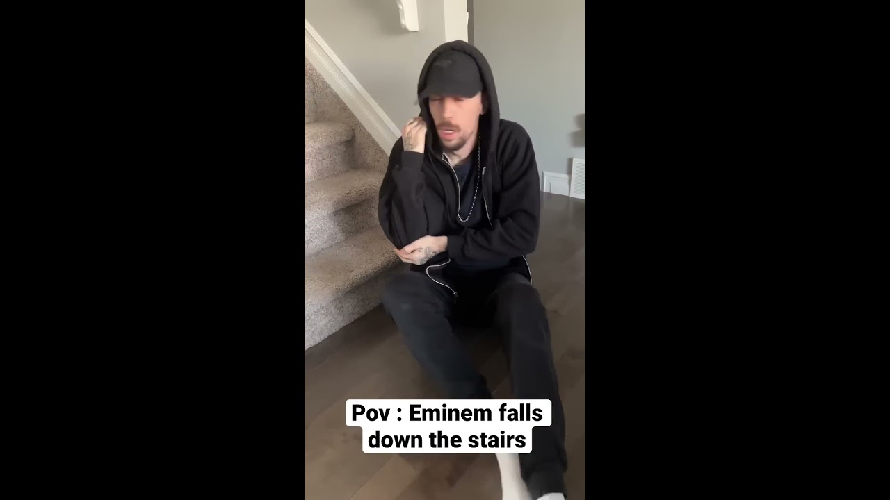 Eminem Falls Down The Stairs