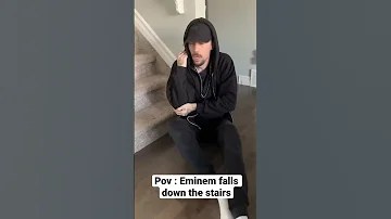 Eminem falls down the stairs