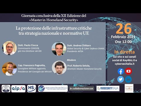 Webinar "La protezione delle infrastrutture critiche tra strategia nazionale e normative UE"