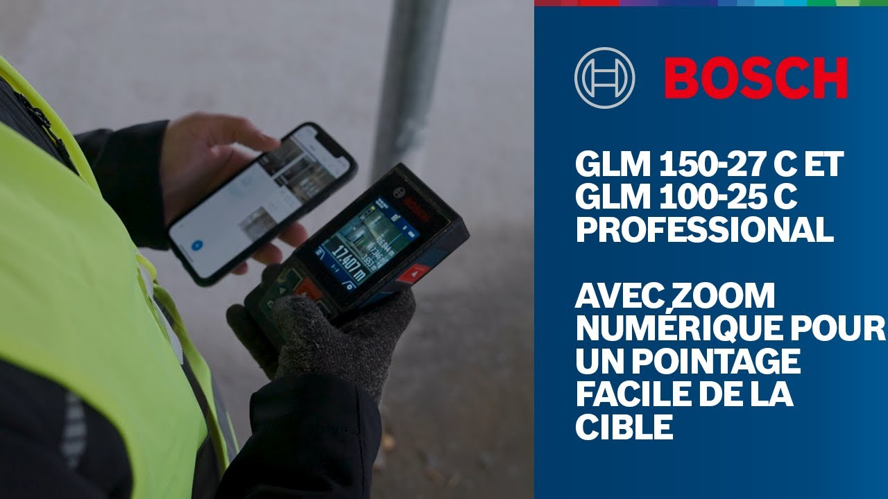 Bosch GLM 150-27 C Professional Télémètre laser 150m bluetooth avec  batterie Li-ion (0601072Z00)