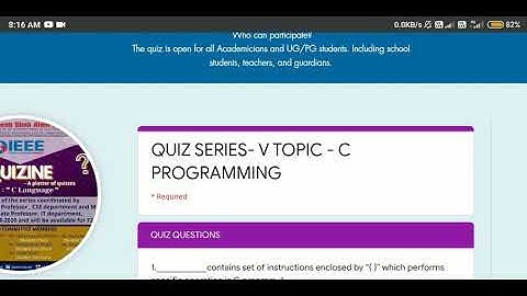 Online quize on " C PROGRAMMING LANGUAGE "| Free certificate| IEEE QUIZE