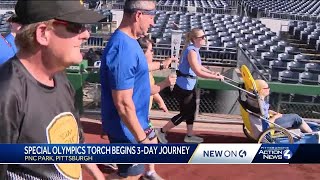 Law enforcement officers run torch from Pittsburgh to State College for Special Olympics