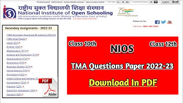 Nios TMA Questions Paper April 2022-23 | Task Is Helping (NIOS) #nios #taskishelping