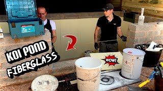 MY DREAM KOI POND IS NOW FIBREGLASSED**STEP BUY STEP**HOW THIS IS DONE**RESIN ABSOLUTELY STINKS**