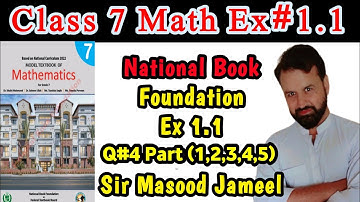 Class 7 Math Ex#1.1 Q#4 Part (1,2,3,4,5)National Book Foundation|| Class 7 Math Ex1.1 Q#4 (i,ii) NBF