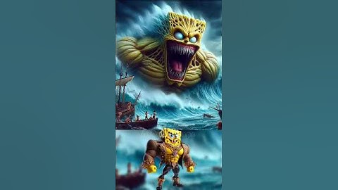 scary versions of giant Bikini Bottom character #horror #creepy #shorts