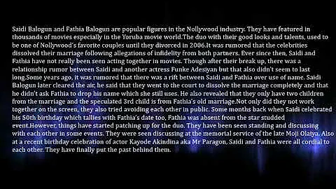 Saidi and Fathia Balogun Back Together