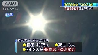 熱中症で救急搬送　今夏の最多を更新　7300人超える(15/07/28)