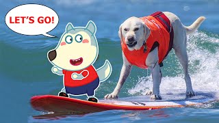 Let&#39;s Surf With Wolfoo! 😾🐶 Funniest Cats And Dogs Videos  Woa Doodles