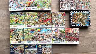 Video 1 - Jan van Haasteren Ceaco Cartoon Capers overview of all puzzles. @Puzzle1000Pieces