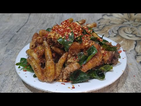 How to make 👨‍🍳 fried chicken legs with lemon leaves វិធីធ្វើ ជើងមាន់បំពង ក្រឡុកស្លឹកក្រូចសើច  😋