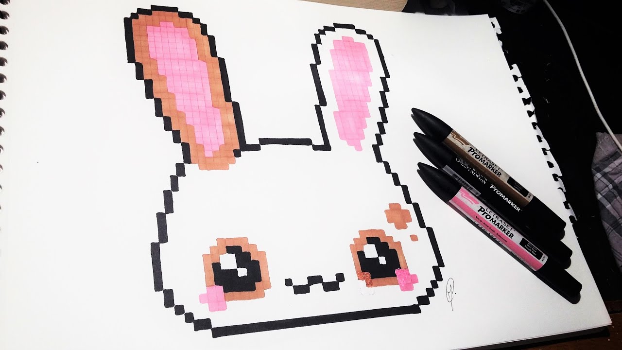 Kawaii Rabbit Drawing - Easy Pixel Art - YouTube