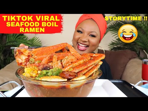 SPICY SEAFOOD BOIL RAMEN MUKBANG !!