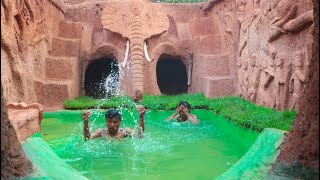 Building Underground House and Water Slide To Green Swimming Pool (Full)