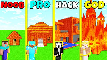 Minecraft Battle: NOOB vs PRO vs HACKER vs GOD: LAVA HOUSE BUILD CHALLENGE / Animation