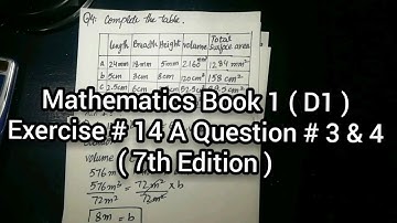 Mathematics Book 1 ( D1 ) New syllabus | 7th Edition | Exercise # 14 A |Question no 3 & 4 | in Urdu