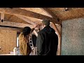 Timber frame details. Sanding the beams, trimming  the deck. Building shear walls. DIY build #118