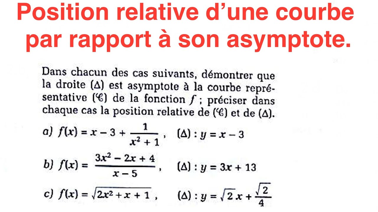 Position relative d’une courbe et de son asymptote 