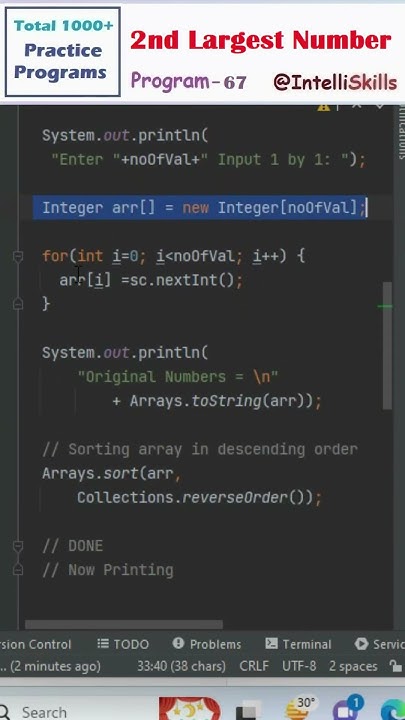 Java Program 67 | Find Second Largest Number in Array in Java #Shorts # ...