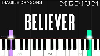 Imagine Dragons - Believer | MEDIUM Piano Tutorial | Arr. J. Hall Resimi