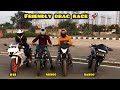 Friendly drag race with ns200 vs rs200 vs r15  craziest and funny drag race