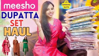 Huge Banarasi Dupatta Suit Set Haul From Meesho L Meesho Partywear Kurta Set Under 600 L